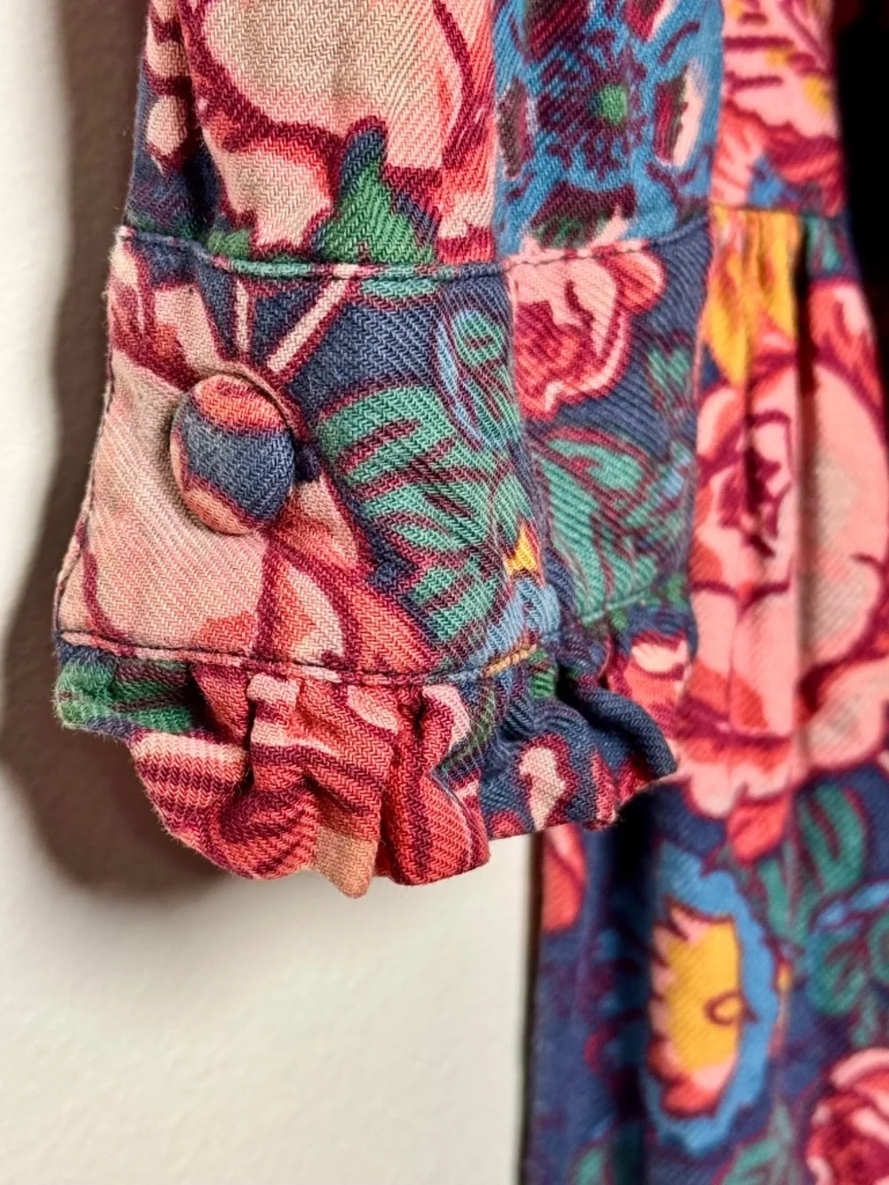 Vintage 80s Laura Ashley Navy Floral Maxi Dress Made in USA Sz L (12-14) - Picture 9 of 12